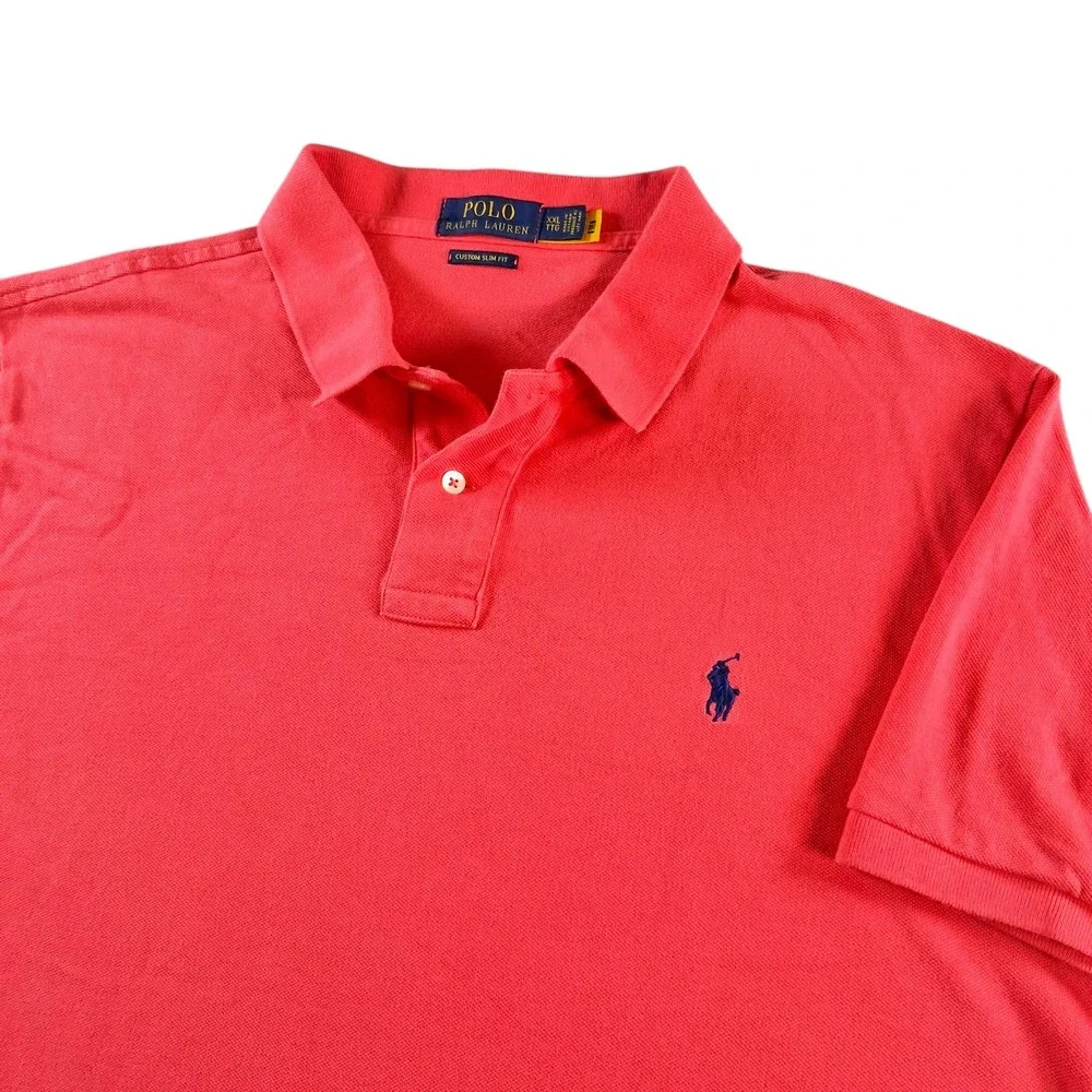 Polo Ralph Lauren Mens Polo Shirt XXL Coral Pink Custom Slim Fit Pony Logo